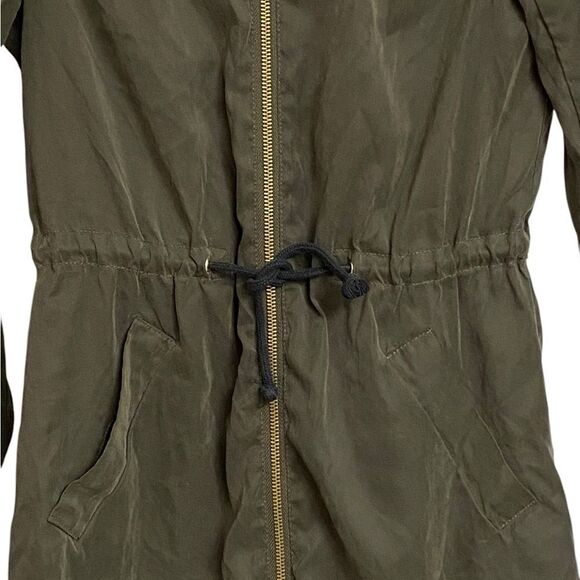 H&M Waist Tie Lightweight Bomber Jacket Women's Size 4 Army Green Military Chic - Picture 6 of 16